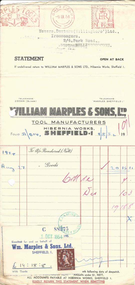 Invoices and Letters – William Marples and Sons, Ltd.