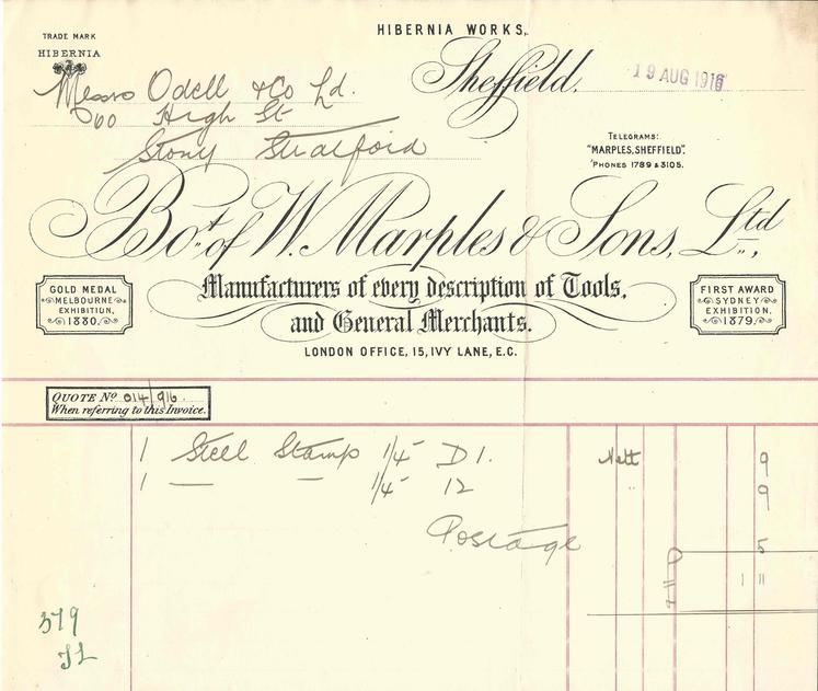 Invoices and Letters – William Marples and Sons, Ltd.